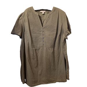 Women’s Woman Within Short Sleeve Green Tunic Blouse Size 1X 22/24